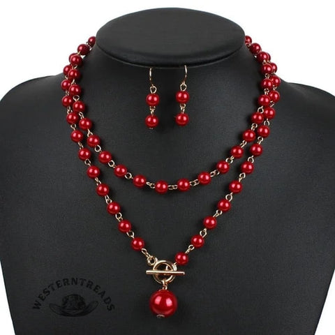 Elegant Pearl Necklace Earring Set
