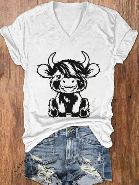 Women's Highland Cow Casual T-Shirt