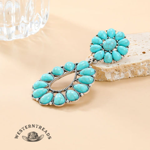 [High-quality texture]Turquoise Floral Earrings