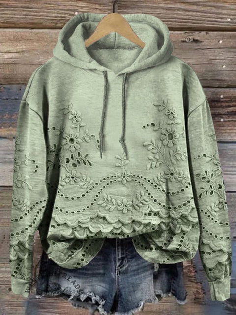 🔥Global best-selling🔥Women's Floral Textured Art Patterns Prints Casual Pocket Hooded Sweatshirt
