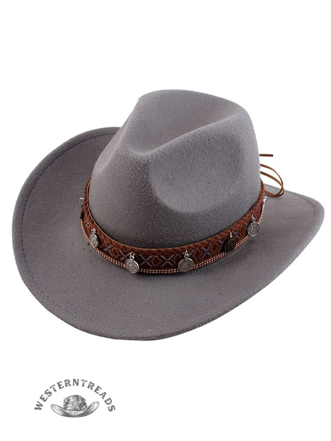 Endless Belt Decorated Western Cowboy Retro Wool Hat