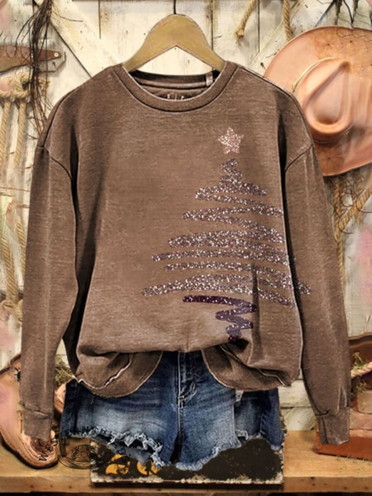 Vintage Christmas Print CasualSweatshirt