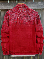 Paisley Print Casual Denim Jacket
