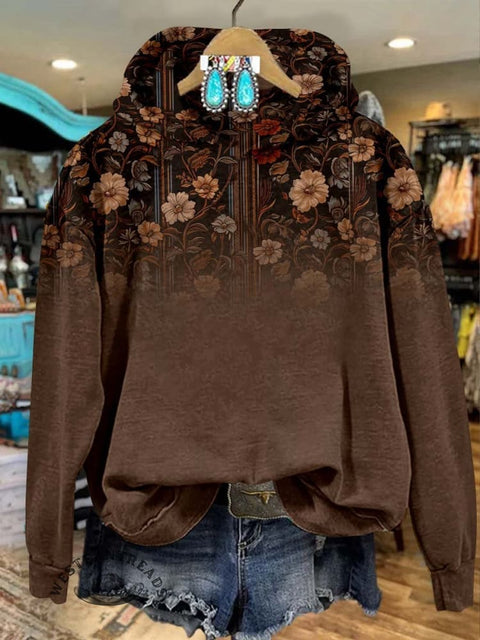 🔥Global best-selling🔥Women's Brown Flower Print Casual Sweatshirt