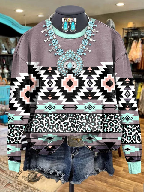 Aztac Print Casual Sweatshirt