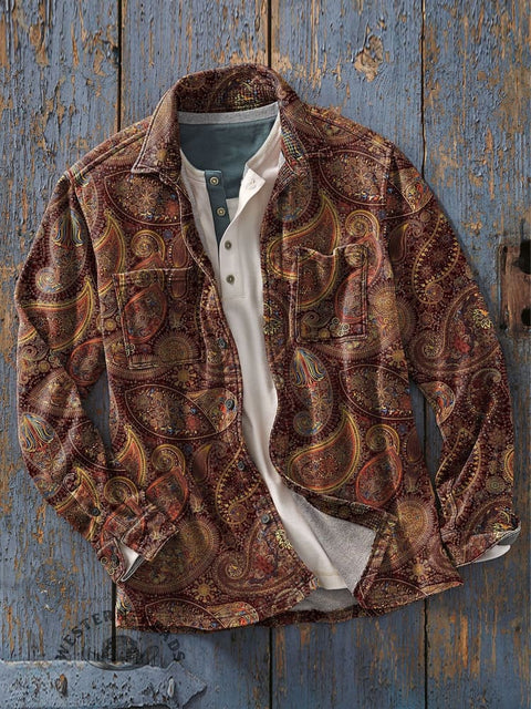 Men's Retro Art Print Casual Shirt