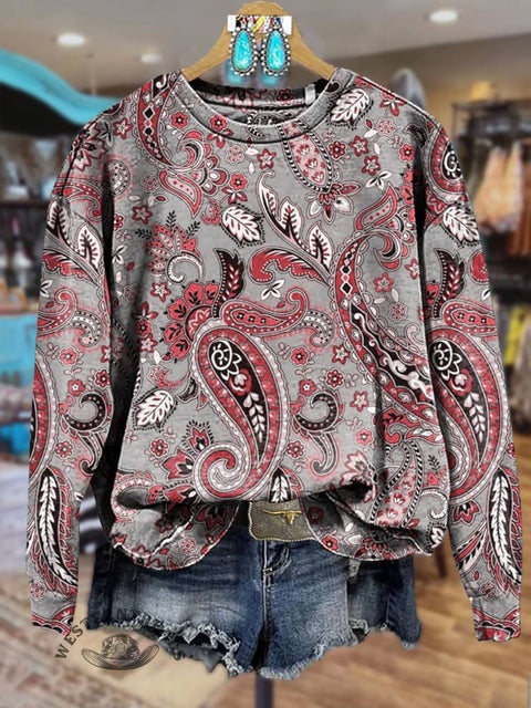 Paisley Print Casual Sweatshirt