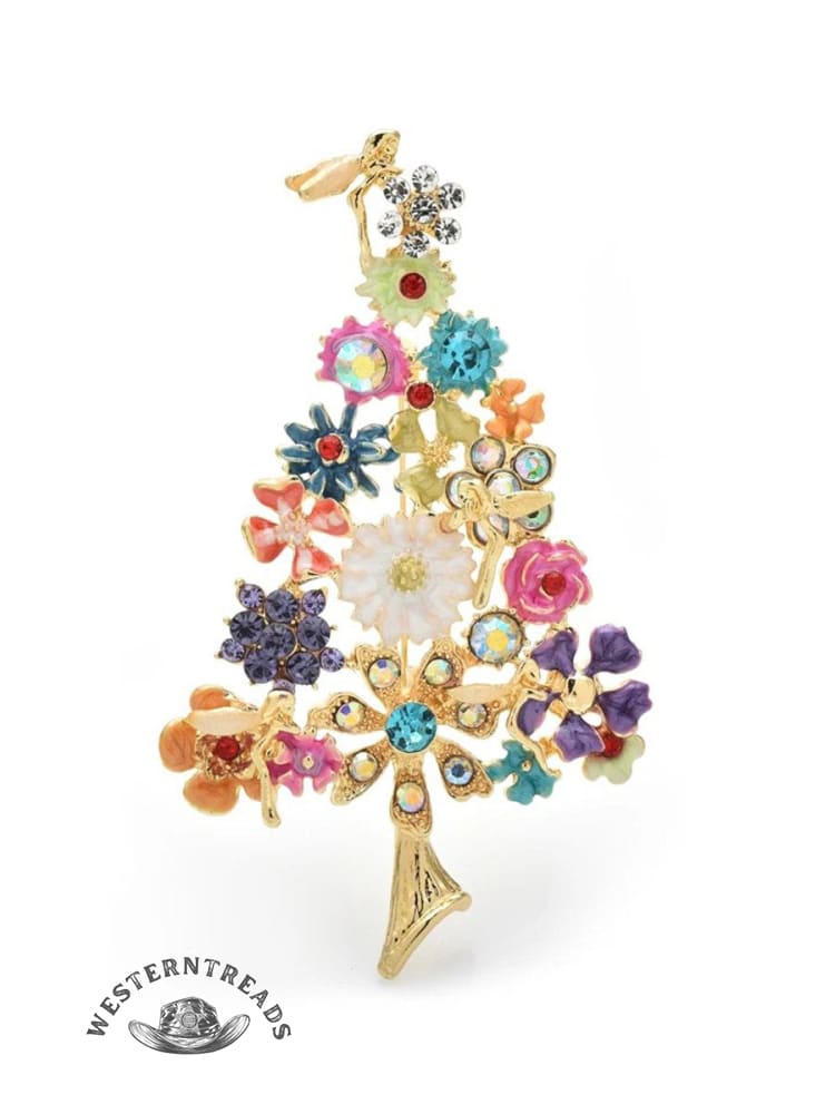 Women's Rhinestone Christmas Tree Brooch