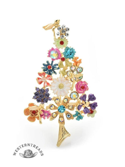 Women's Rhinestone Christmas Tree Brooch