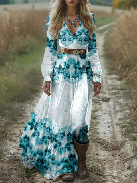 Women's Print Pocket Cotton Dress