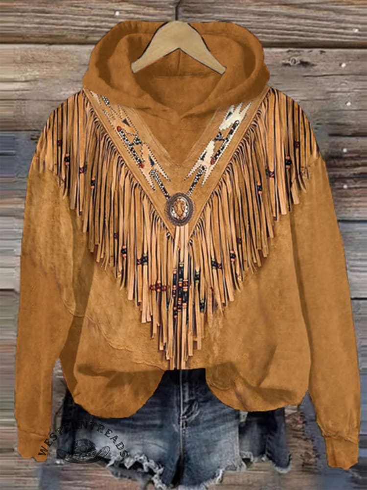 🔥Hot Sale🔥Yellow Ethnic Geometry Art Print Casual Sweatshirt