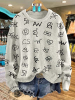 Western Cattle Brands Print Knit Pullover Sweater