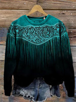 Retro Floral Pattern Print Casual Sweatshirt