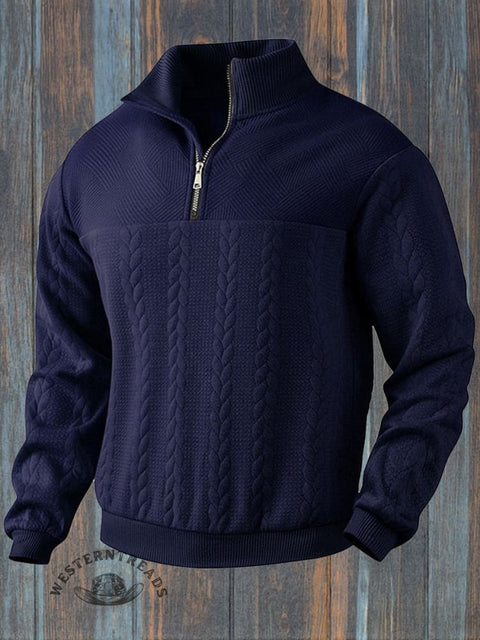 Retro casual stand collar zipper pullover loose sweatshirt