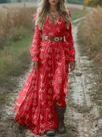 Women's Cattle Brands Print Pocket Cotton Dress