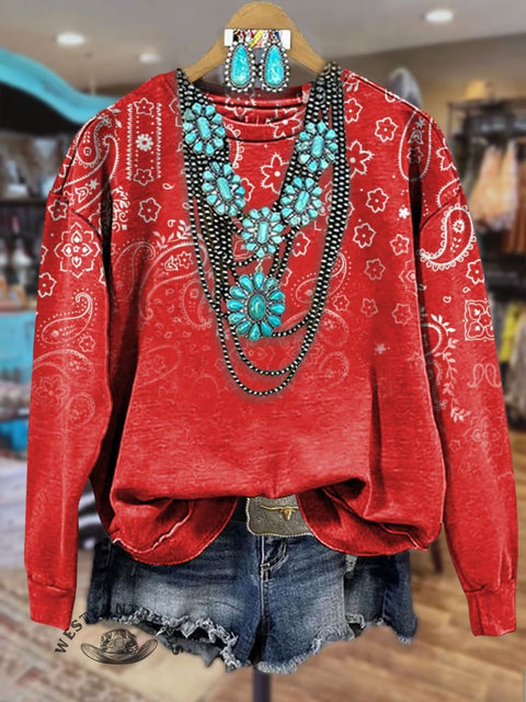 Paisley Print Casual  Sweatshirt