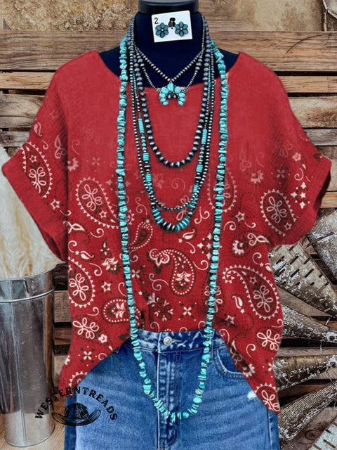 Women's  Print Casual Cotton And Linen Shirt