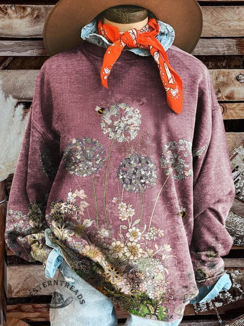 Dandelion Print Casual Sweatshirt