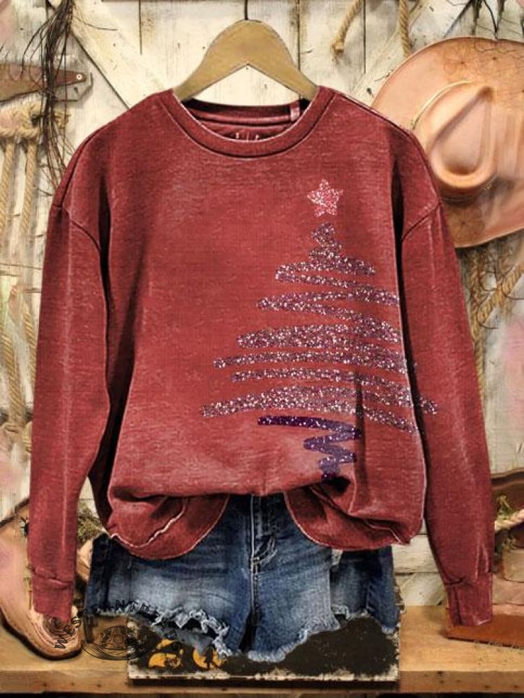Vintage Christmas Print CasualSweatshirt