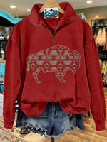 🔥Hot Sale🔥Women's Vintage buffalo Print Casual Sweatshirt