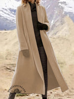 Women's Solid Color Lapel Long Coat