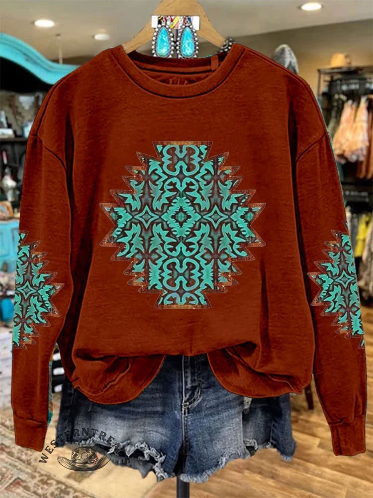 Vintage Print CasualSweatshirt