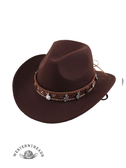 Endless Belt Decorated Western Cowboy Retro Wool Hat