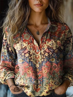 Flowers Print Casual Long Sleeve Comfortable Cotton Shirt