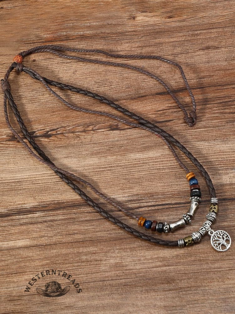 Vintage Style Tree of Life Double Layered Hippie Necklace