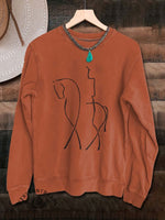 Horse Print Casual Sweatshirt