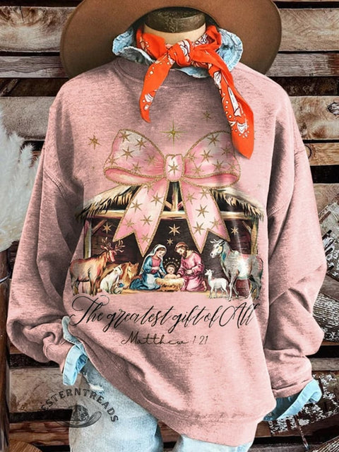 Pink Christmas Printed Casual Top