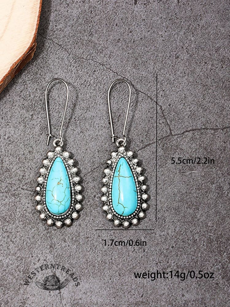 Women's Bohemian Metal Turquoise Drop Earrings