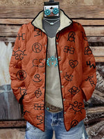 Women's Western Print Casual Quilted Cardigan