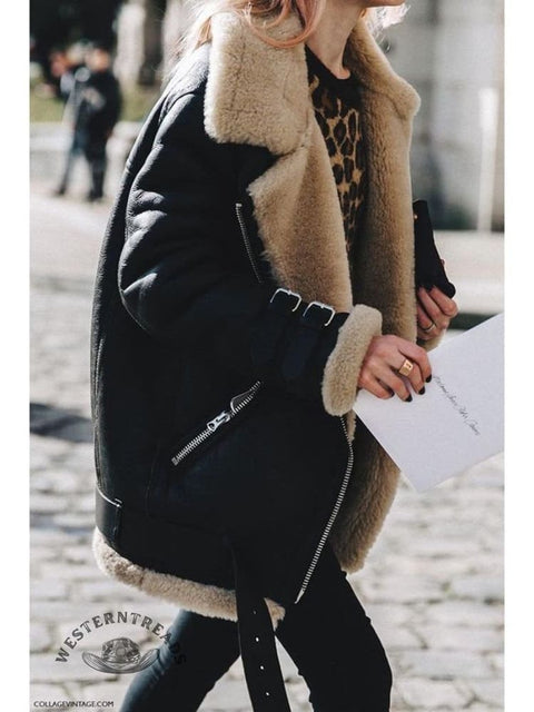 Deerskin Fleece Lamb Coat with Lapel Coat