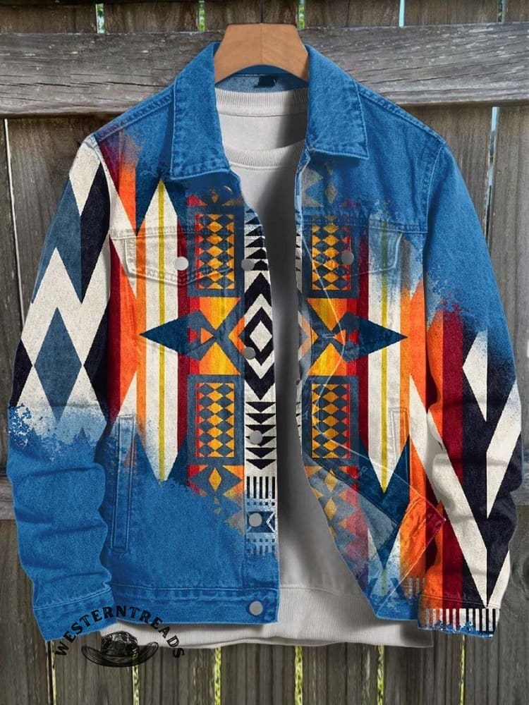 🔥Hot Sale🔥Blue Aztec Print Casual Sweatshirt