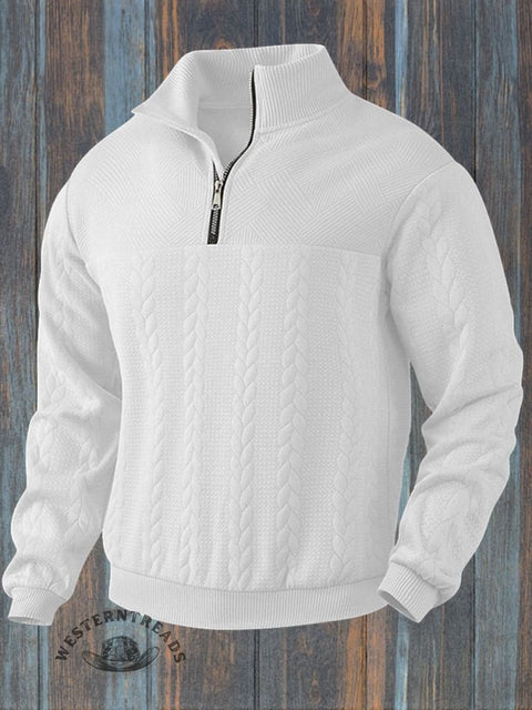 Retro casual stand collar zipper pullover loose sweatshirt