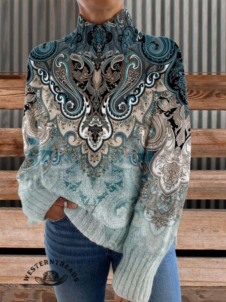 🔥Hot Sale🔥Women's Paisley Print Casual Sweatshirt