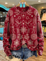 Christmas Print Knit Pullover Sweater