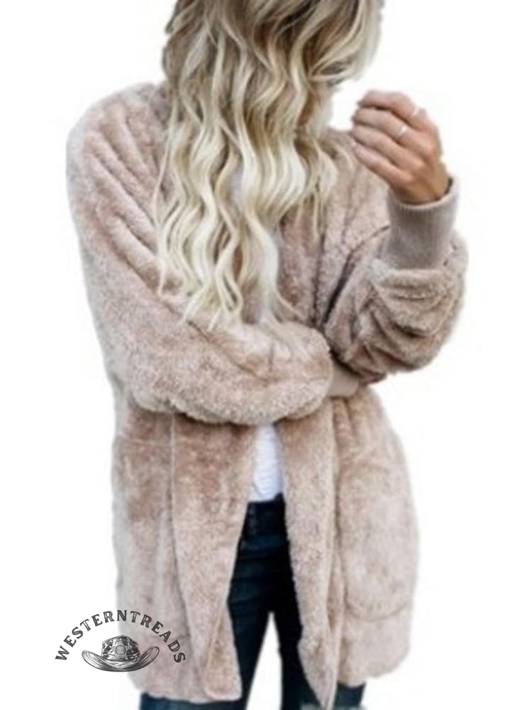 Autumn and Winter Solid Color Warm Top Medium Long Coat