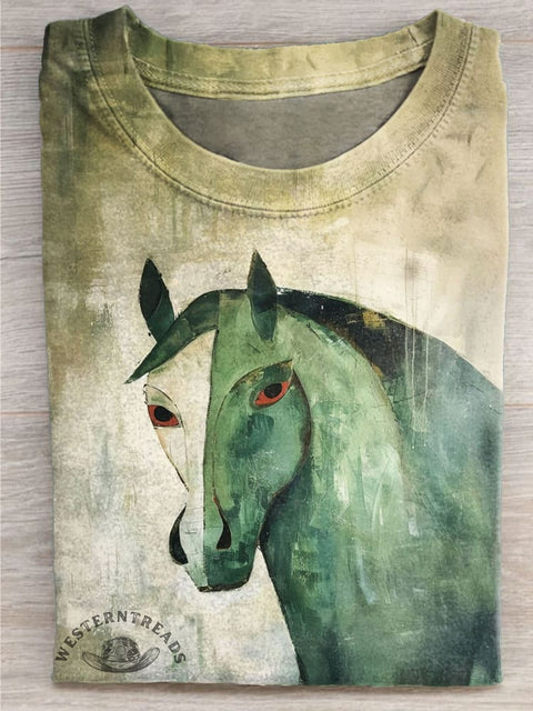 Horse Art Print Casual Short Sleeve T-shirt