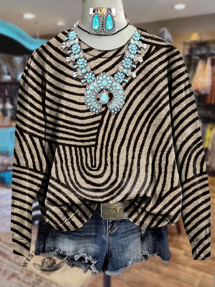 🔥Hot Sale🔥Vintage Hand Drawn Circle Line Print CasualSweatshirt