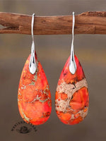 Women's Natural Teardrop Shape Emperor Stone Earrings