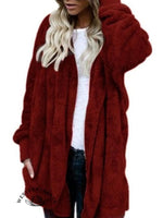 Autumn and Winter Solid Color Warm Top Medium Long Coat