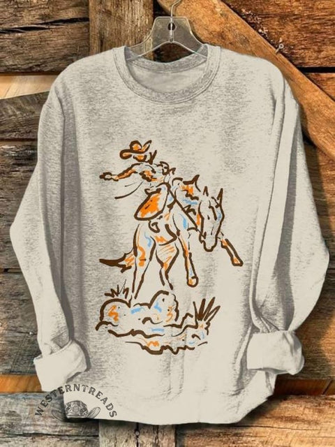 Cowboy Print Casual Sweatshirt