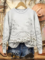 Women's designer lace trim multi-color round neck sweatshirt