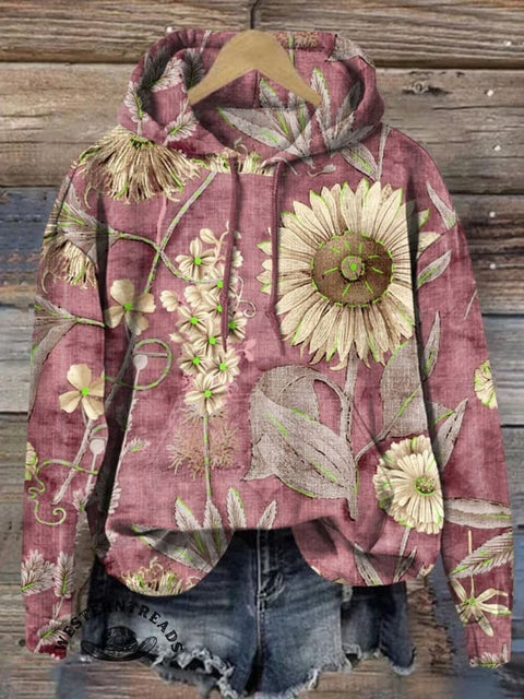 Vintage Floral Print Crew Neck Sweatshirt