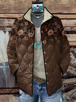 Brown Flower Casual Sweatshirt