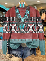 Aztac Print Casual Sweatshirt