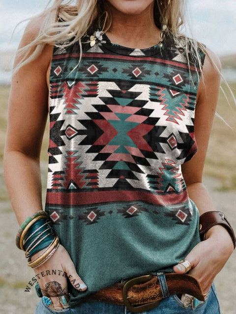Women's Classic West Aztac Geometry Print Casual Tank Top