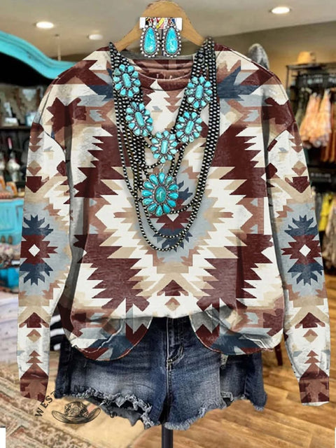 Aztecs Print Casual Sweatshirt